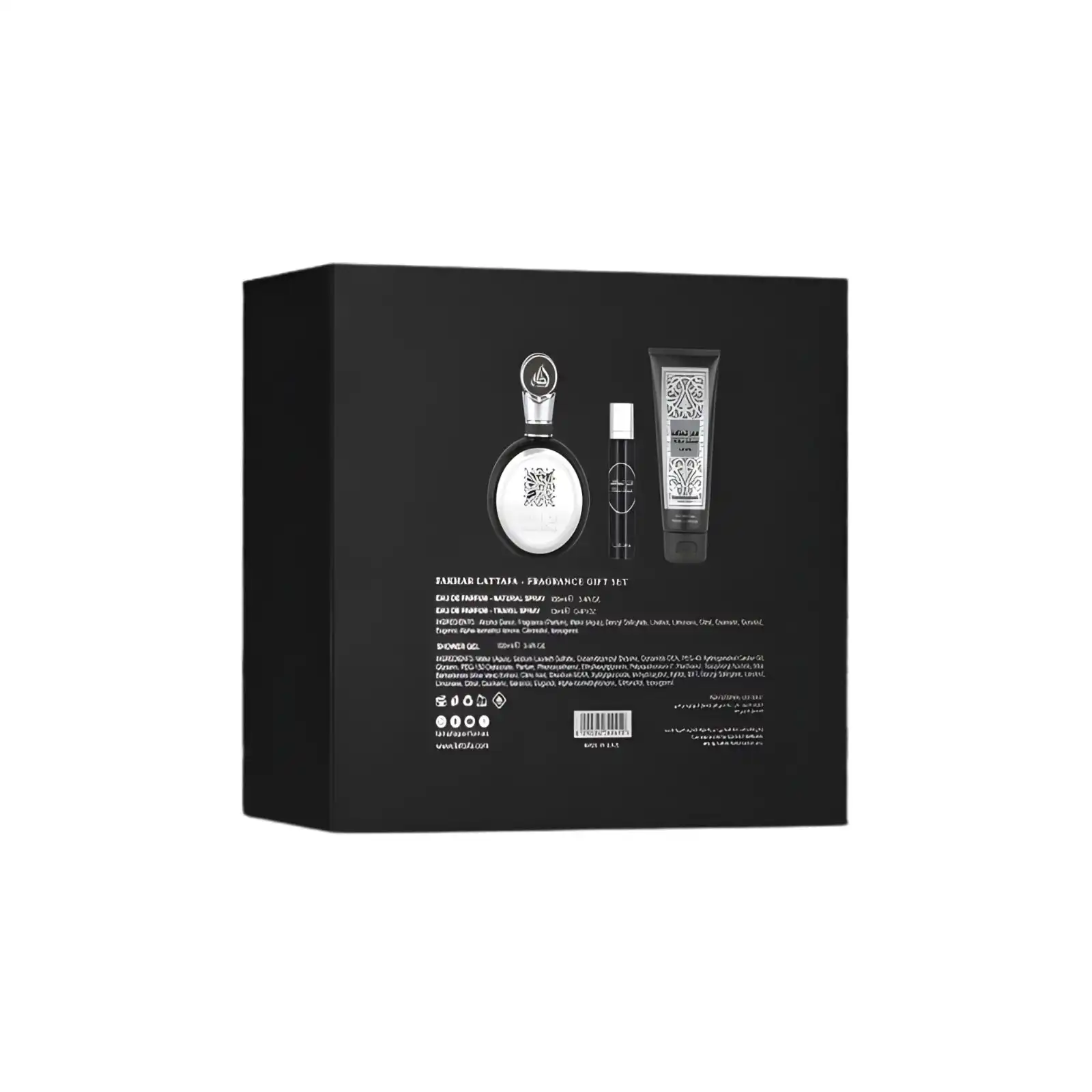 Fakhar Lattafa Black 100ml Eau De Parfum, 12ml Travel Spray & 100ml Shower Gel - Giftset For Men - Image 3