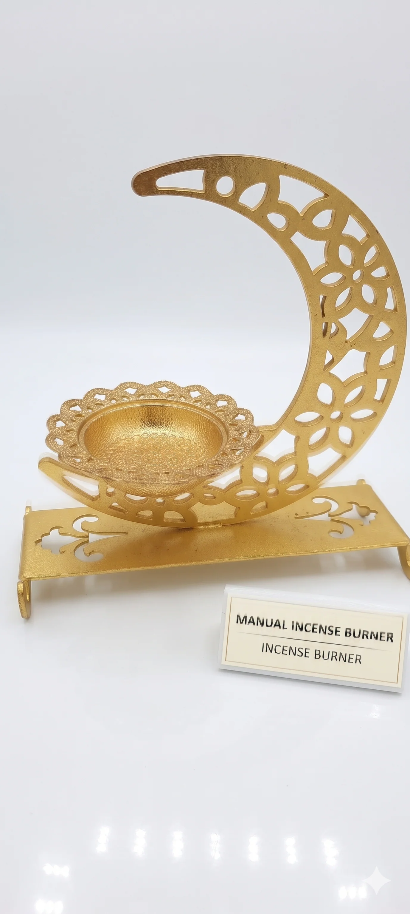 Celestial Gold Crescent Bakhoor Burner for Home Decor - Image 2